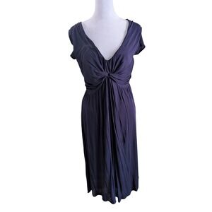Jigsaw Lyocell Twist Front Midi Dress Cap Sleeve Navy Blue Size Medium